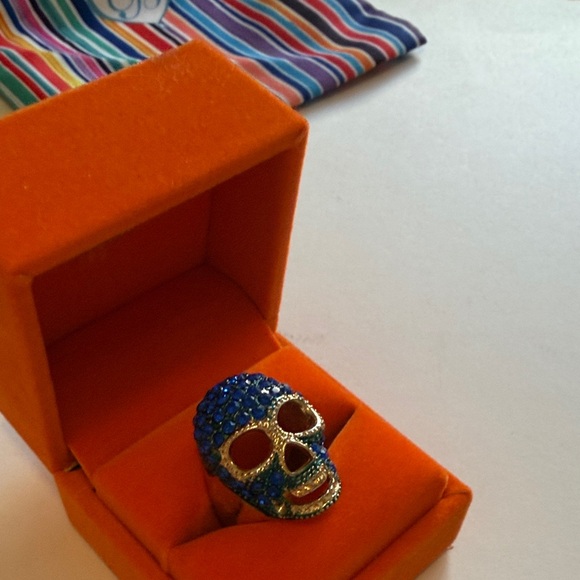 Blue and Gold Skull Ring - Picture 5 of 8